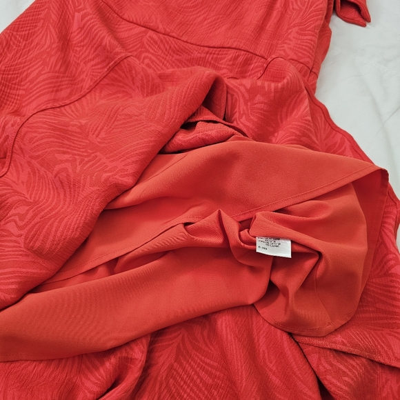 Gianni Bini Red Textured Tie Shoulder Dress Women Size 2 Tiered Ruffle NWT - Picture 6 of 13